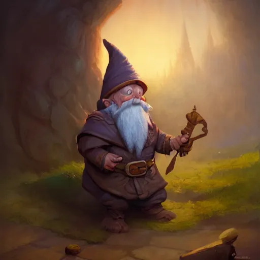 old gnome wizard, by justin gerard and greg rutkowski, | Stable Diffusion