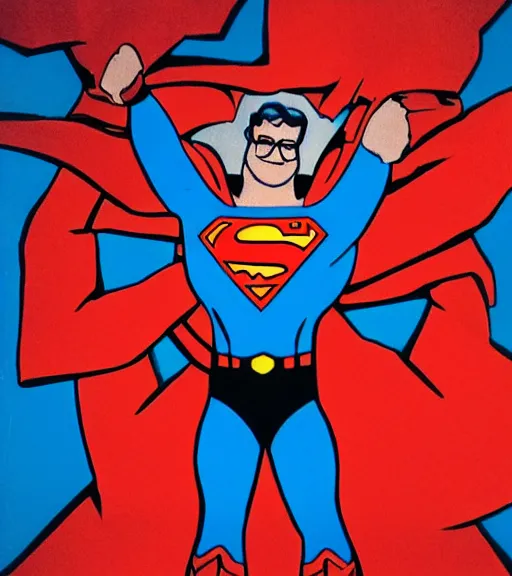 Image similar to gabe newell as a superman, soft light, blue, red