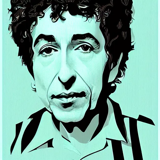 Prompt: vector portrait of bob dylan by paul rand