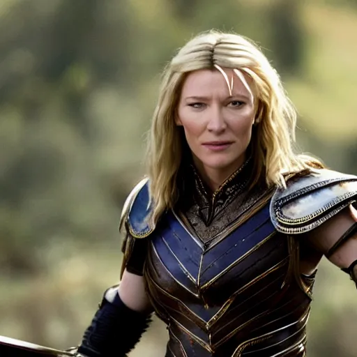 Image similar to cate blanchett as xena warrior princess, movie still, 4k