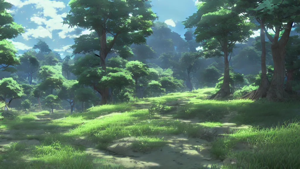 Image similar to beautiful nature scenery by makoto shinkai