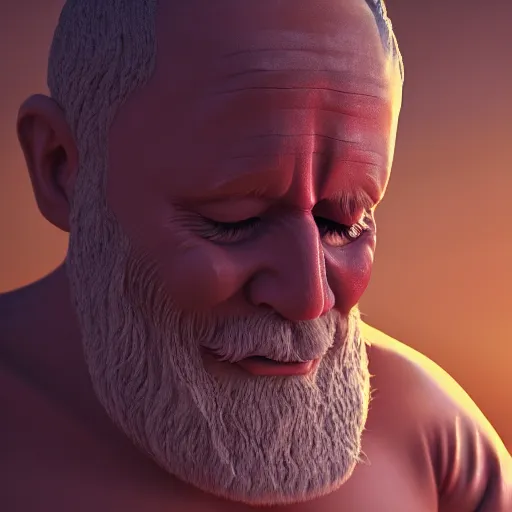 Prompt: digital painting of the biblical GOD, is crying in tears and is very sad and sorrow , after creating humans, ,octane render, retro,