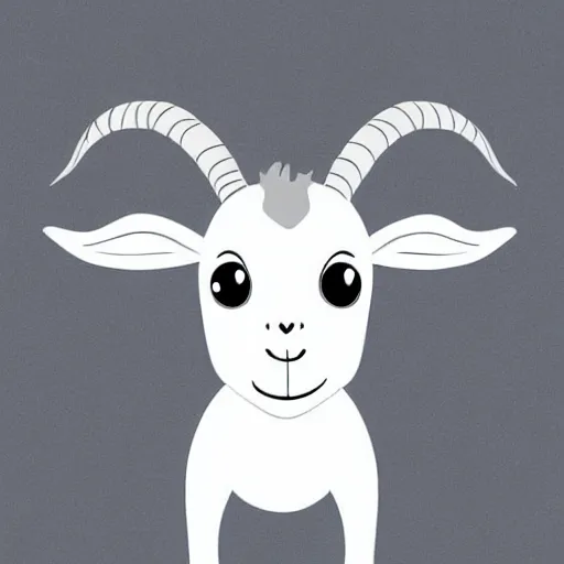 Prompt: cute goat animal, cartoon color drawing vector illustration, 2 d photorealistic flat pixar style, isolated on white background
