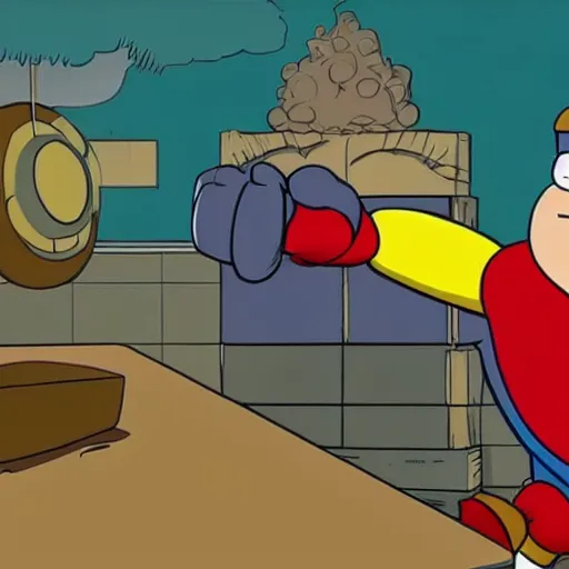 Image similar to Peter Griffin punching Iron Man