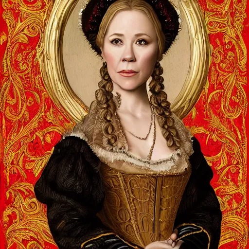 Prompt: a beautiful portrait of christina applegate as a 1 6 th century noblewoman, fantasy, intricate, elegant, highly detailed, digital painting, artstation, concept art, matte, sharp focus, illustration, luminist and baroque style