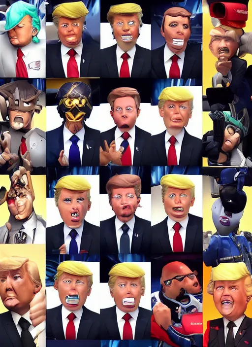 Prompt: donald trump instagram overwatch character photo shoot