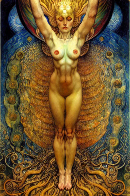 Image similar to Divine Chaos Engine by Karol Bak, Jean Delville, William Blake, Gustav Klimt, and Vincent Van Gogh, symbolist, visionary