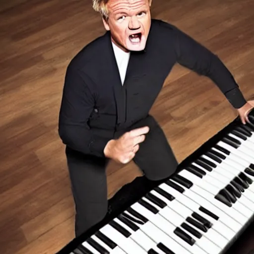 Prompt: gordon ramsey yelling at a piano