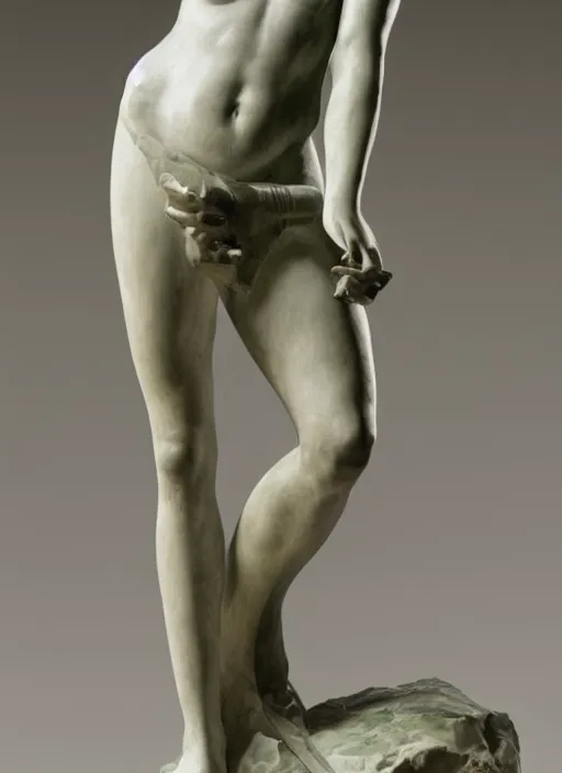 Image similar to a full figure marble sculpture of an Egyptian princess, by Rodin and Bernini, dramatic lighting,