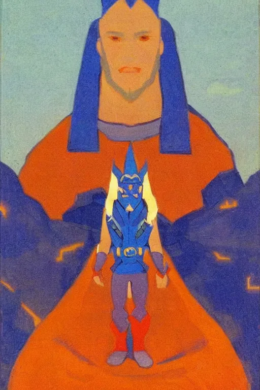 Image similar to thor, marvel, artwork by nicholas roerich,