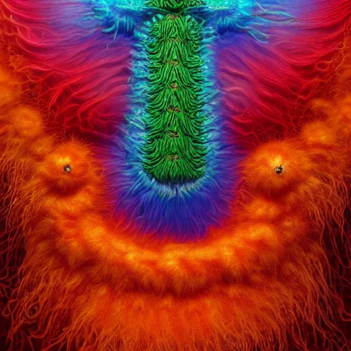 Image similar to colossal fluffy micro organism, by alex grey, fantasy, vivid colors, sharp focus, digital art, hyper - realistic, 4 k, unreal engine, highly detailed, hd, dramatic lighting by brom, trending on artstation