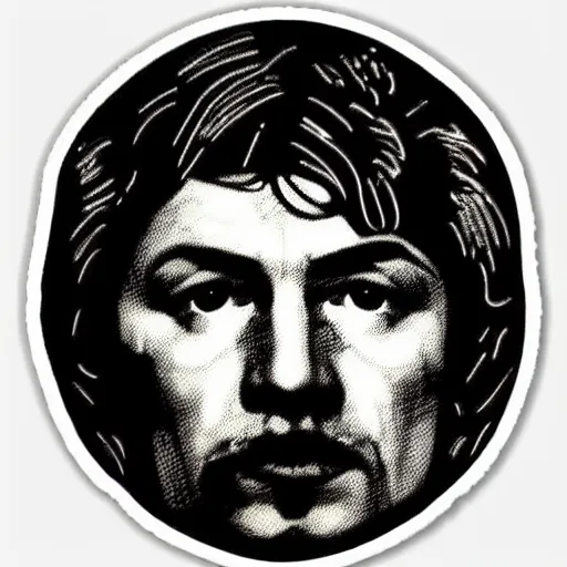 Image similar to vasily petrovych goloborodko, grisha. face. intricate sticker design by andy warhol