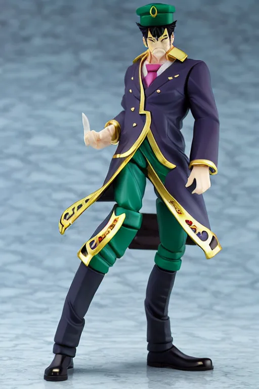 Prompt: still high quality figurine of president lula dressed as jotaro, tsurime eyes, tareme eyes, personification, dynamic pose, detailed product photo, featured on amiami, tone mapped, beautiful composition, 8 5 mm, f. 1 4