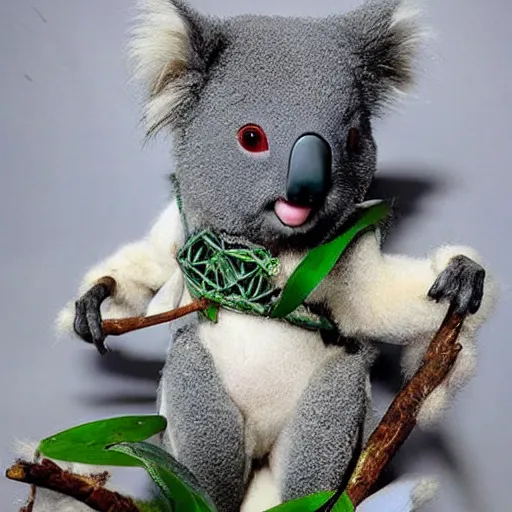 Prompt: a cute koala ninja cosplay, intricate, highly detailed, centered, weta