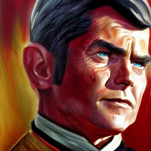 Prompt: captain pike from star trek. realistic concept art painting,