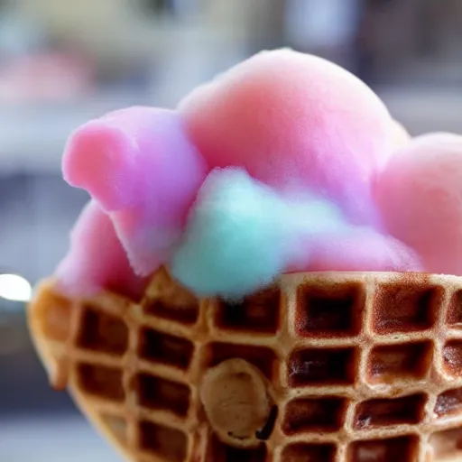 Image similar to waffle cone with cotton candy icecream