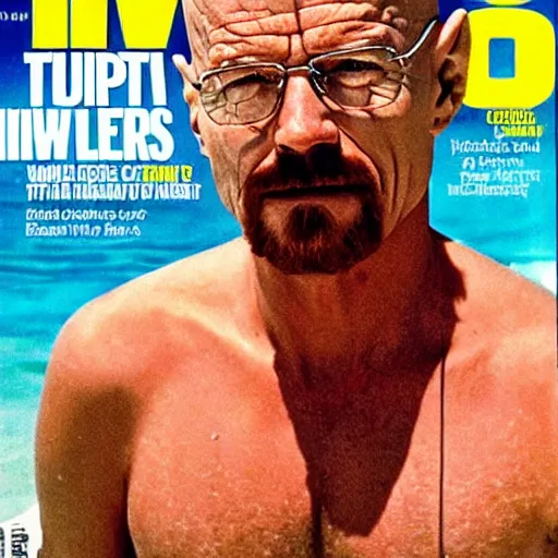 Image similar to Walter White on the cover of Swimsuit Illustrated (1989)