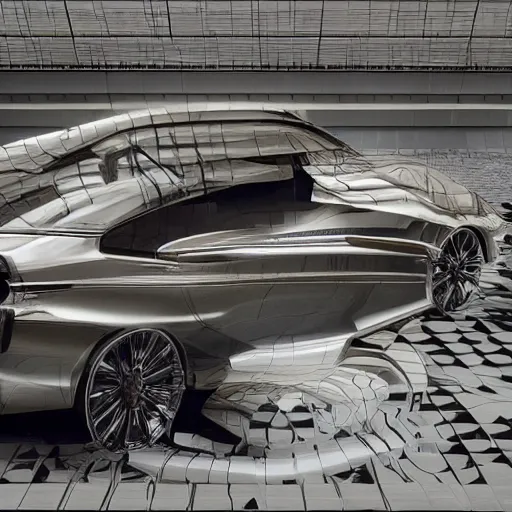 Prompt: sci-fi sport car f1 hatchback transport design organic smooth elastic forms on the front background wall structure in the coronation of napoleon painting by Jacques-Louis David, pinterest keyshot product render, cloudy plastic ceramic material shiny gloss water reflections, ultra high detail ultra realism, 4k