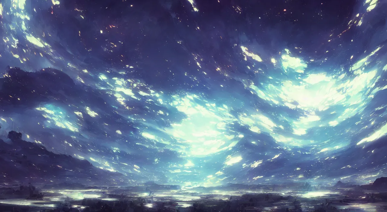 Image similar to scary art, epic, beautiful landscape, cinematic, clear focus, japenese light novel, abstract art, magical, space art, by makoto shinkai