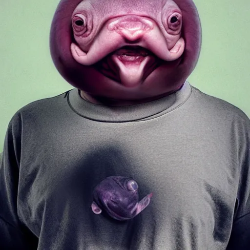 Image similar to blobfish as a billie eilish