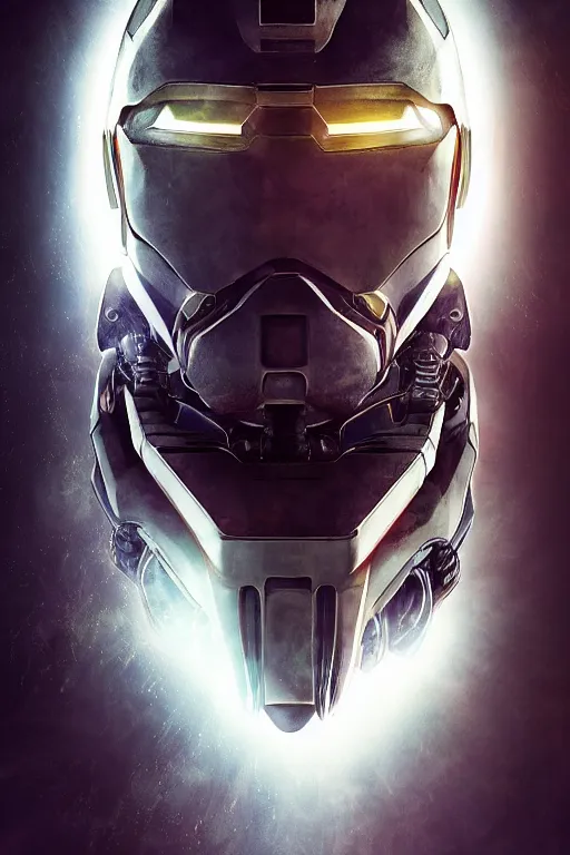 Image similar to robot ninja mask helmet halo master chief radiating a glowing aura global illumination ray tracing hdr fanart arstation by ian pesty and katarzyna da „ bek - chmiel