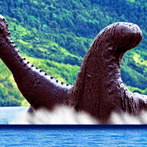 Image similar to clear photograph of the loch ness monster, high detail, 8 k,