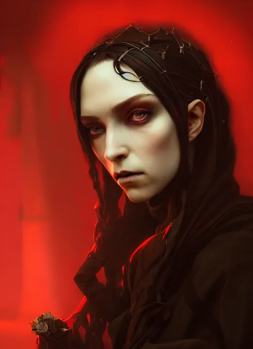 Prompt: highly detailed vfx portrait of a vampire witch, unreal engine, greg rutkowski, only, once, people, makoto shinkai and louis van baerle, ilya kuvshinov, rossdraws, tom bagshaw, alphonse mucha, dynamic lighting, detailed and complex environment