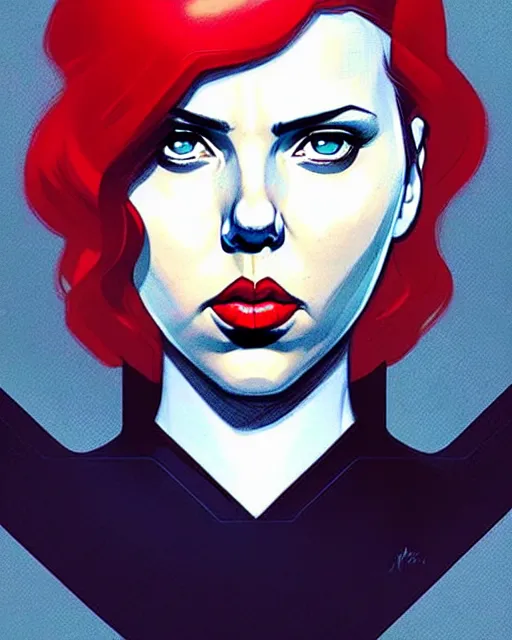 Image similar to rafael albuquerque comic art, peter mohrbacher, phil noto, artgerm, pretty scarlett johansson black widow, symmetrical eyes, long red hair