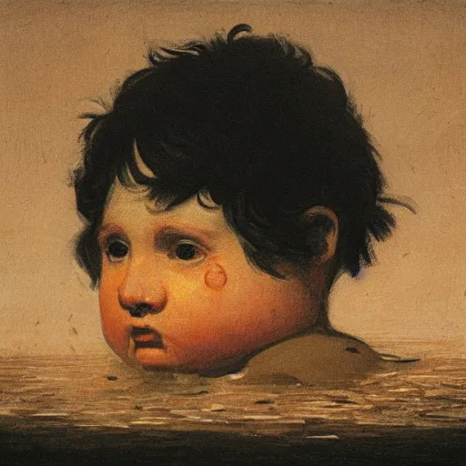 Prompt: a portrait of a drowning potato in the style of francisco goya, dramatic, intense lighting