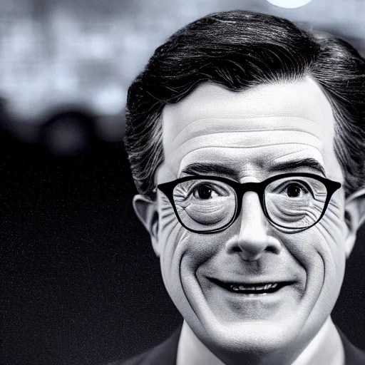 Image similar to stephen colbert face inside a clear beer bottle, 8 k, ultra realistic details