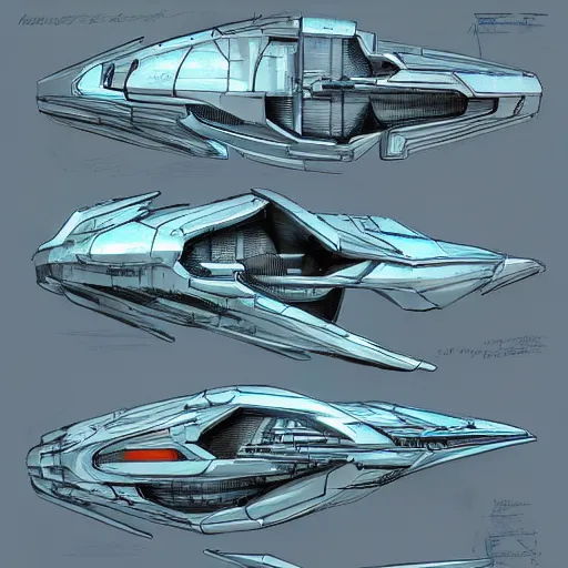 Prompt: coloured pencil of alien spaceship scifi tech hardsurface shape form exploration, big medium small ornaments, artstation, colored marker, syd mead, hr giger, concept art