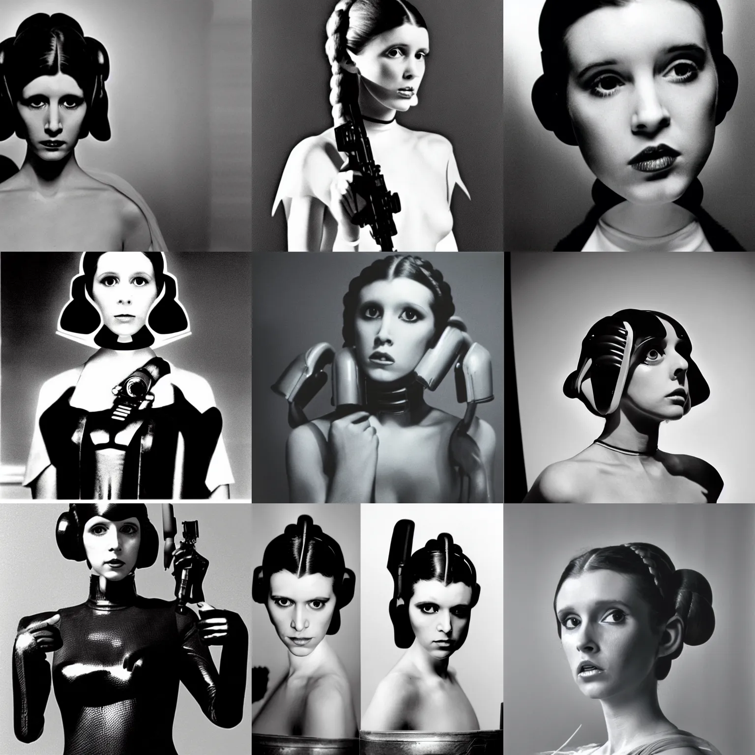 Image similar to a model photograph of princess leia by hartmut newton