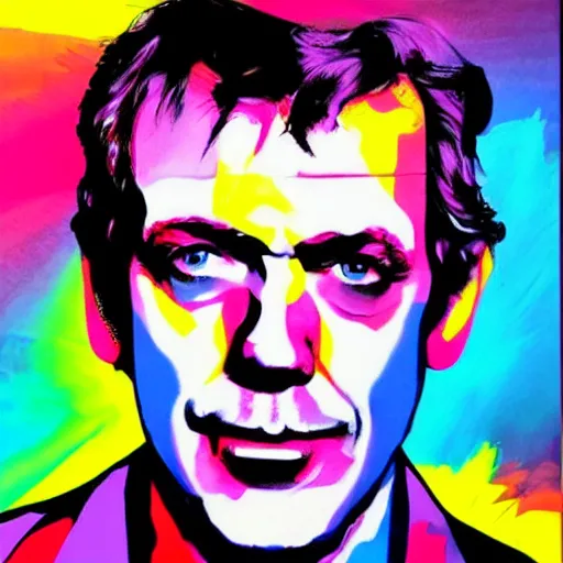 Prompt: rainbow hugh laurie. pop art.