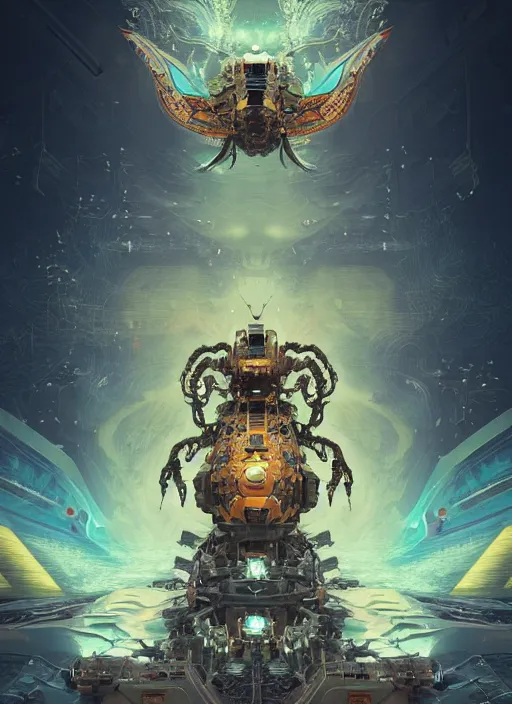 Prompt: an army of robot animals, phoenix dragon, butterfly squid, burning halo, intricate artwork by Tooth Wu and wlop and beeple, greg rutkowski, very coherent symmetrical artwork, cinematic, hyper realism, high detail, octane render, unreal engine, 8k, Vibrant colors, Smooth gradients, High contrast, depth of field by Jacek Yerka, Mariusz Lewandowski, Houdini algorithmic generative render, Abstract brush strokes, Masterpiece, Edward Hopper and James Gilleard, Zdzislaw Beksinski, Mark Ryden, Wolfgang Lettl, hints of Yayoi Kasuma, octane render, 8k