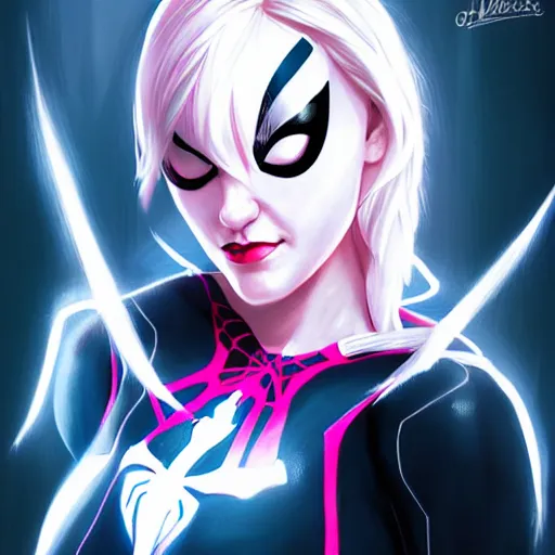 Image similar to spider - gwen, portrait, cinematic lighting, art by artgerm