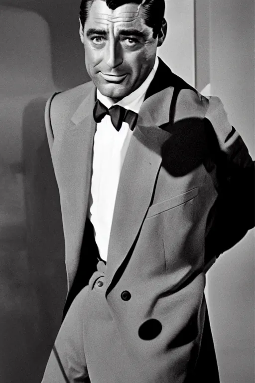 Prompt: cary grant as tony stark. superhero movie set in the 1 9 5 0's