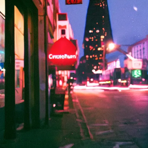 Prompt: Cinestill 800T street photography