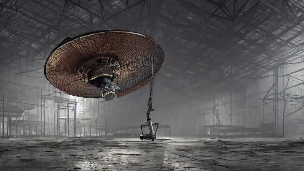 Prompt: an object render of a decrepit satellite dish, in a warehouse, by emmanuel shiu, trending on artstation, photorealistic, cryengine render 8 k uhd