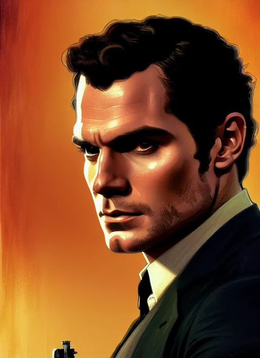 Prompt: portrait of henry cavill as james bond, casino, key art, highly detailed, digital painting, artstation, concept art, cinematic lighting, sharp focus, illustration, by gaston bussiere alphonse mucha