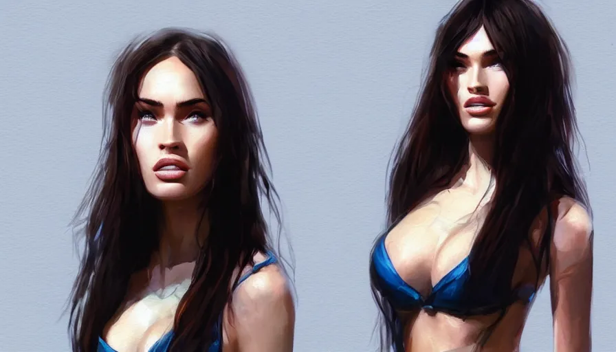 Image similar to concept art by jama jurabaev, megan fox, cinematic shot, trending on artstation, high quality, brush stroke