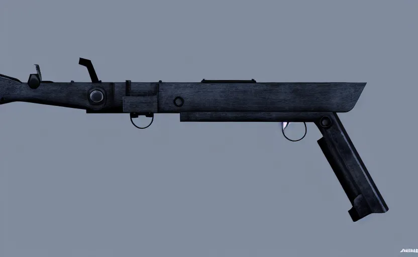 Prompt: minimalist submachine gun inspired by Tesla, studio lighting, octane render, photorealistic, highly detailed, trending on artstation, weapon concept art, weaponry concept designs