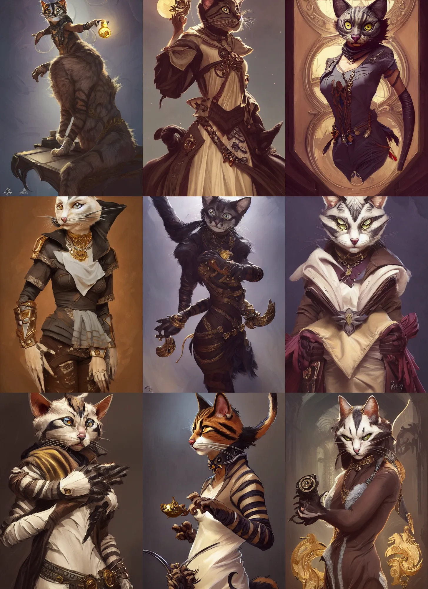 Prompt: characters from cats 2 0 1 9 combined with characters from dishonored, furry fursona anthropomorphic, fantasy, intricate, elegant, highly detailed, digital painting, artstation, concept art, matte, sharp focus, illustration, hearthstone, art by artgerm and greg rutkowski and alphonse mucha