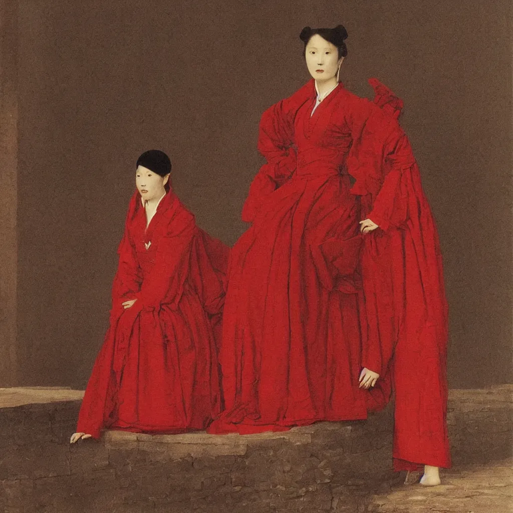 Image similar to a lady in a red cheongsam, highly detailed, photograph, by caspar david friedrich.