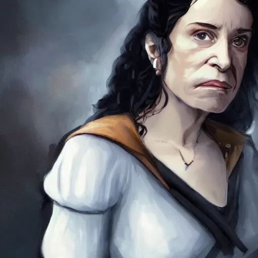 Image similar to portrait of a young ruth bader ginsberg as yennefer from the witcher