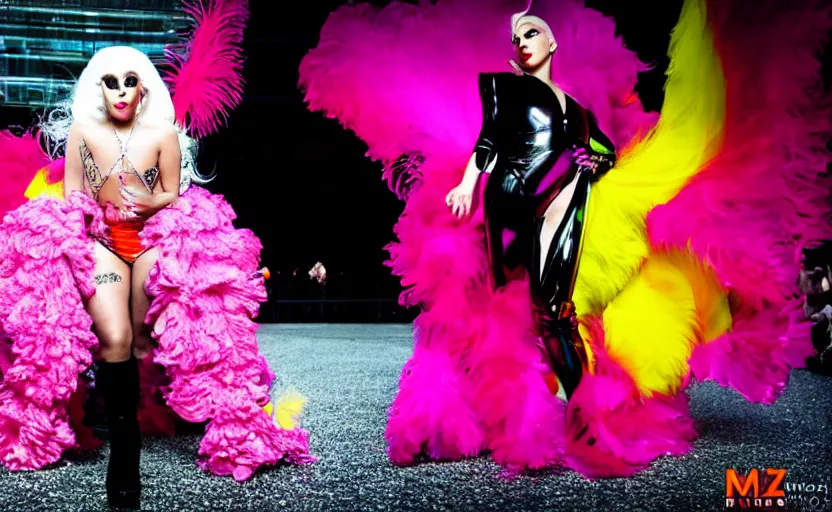 Prompt: IMG_975.raw, lady gaga ,beautiful composition, alexander mcqueen, colourful , 50mm f1.8, ambient light, tmz