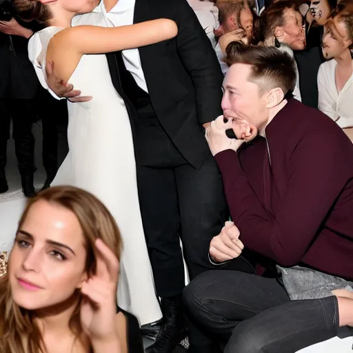 Image similar to Emma watson kissing kanye west while Elon musk is watching 4k