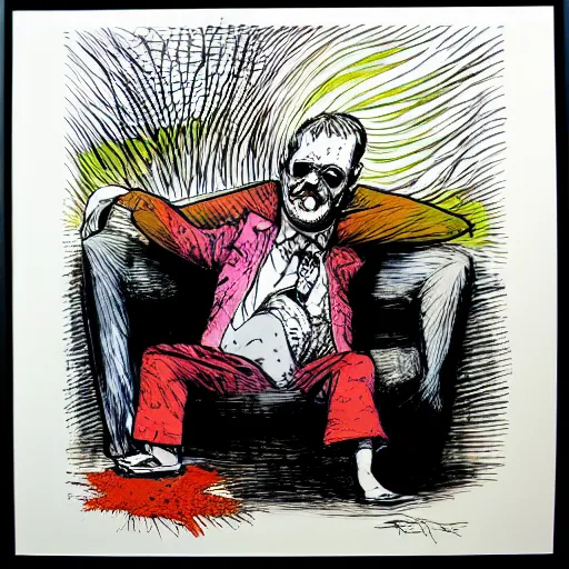 Prompt: apathy by ralph steadman