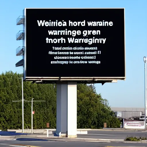 Prompt: ominous emergency warning broadcast on a billboard