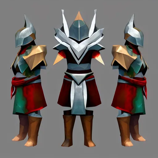 Image similar to Runescape Rune Armor, low poly artstation rendition