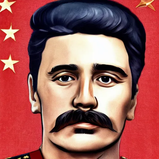 Prompt: official portrait of James Franco as Joseph Stalin